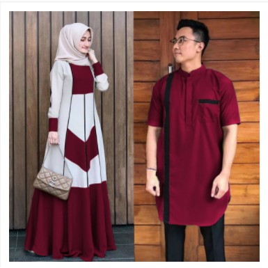 BAJU KAPELAN GAMIS COUPLE PASANGAN KEKINIAN GAMIS COUPLE SUAMI ISTRI BAJU KAPEL KONDANGAN NO PACAR