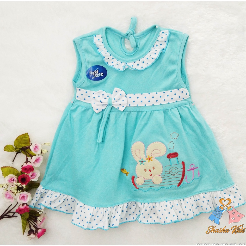 [L-019] Baju Bayi Perempuan /Dress Bayi Perempuan Planet Kids  cantik Murah 0-6 bln