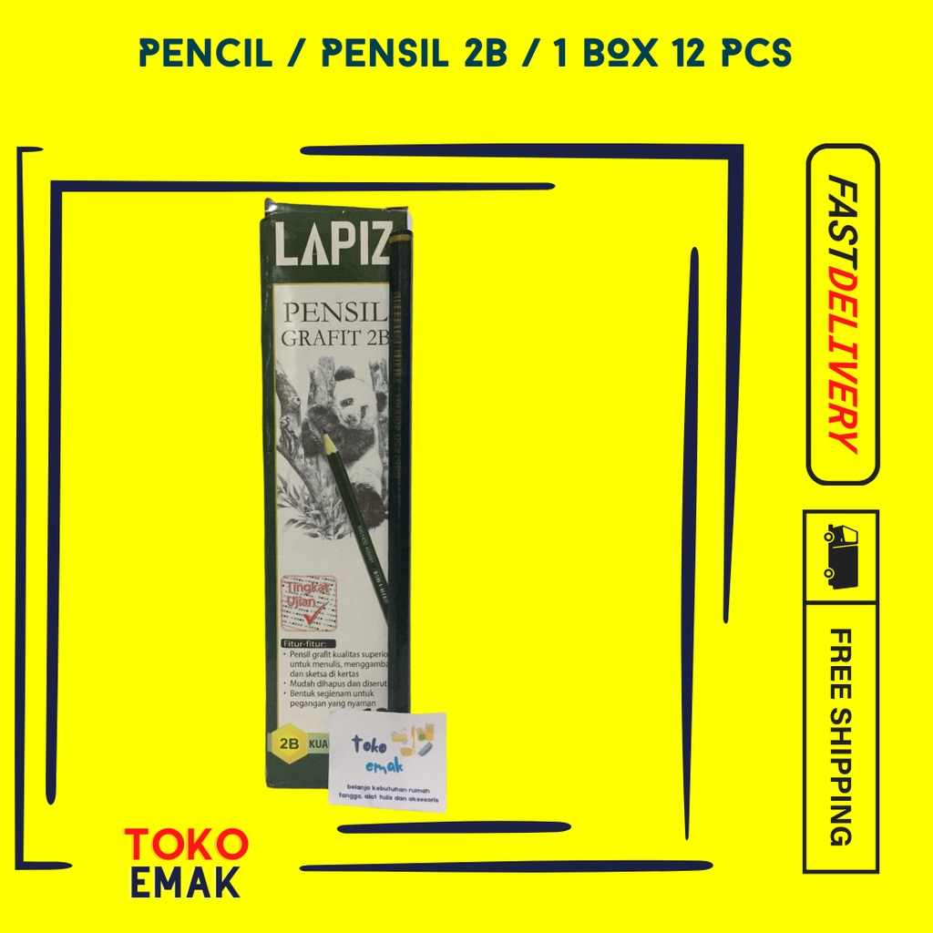

Pencil / Pensil 2B / 1 BOX 12 PCS