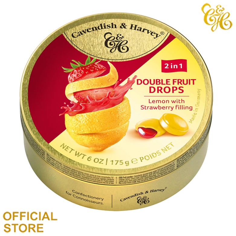 

Cavendish & Harvey Double Fruit Drop Lemon With Strawberry Fill 175g