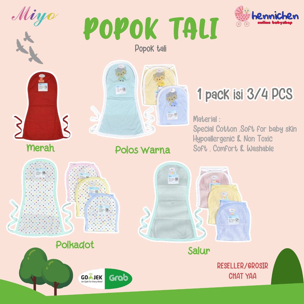 4 PCS MIYO MURAH POPOK TALI GARIS / WARNA / PUTIH 1 PACK ISI 4pc / 3 Pcs / ARUCHI