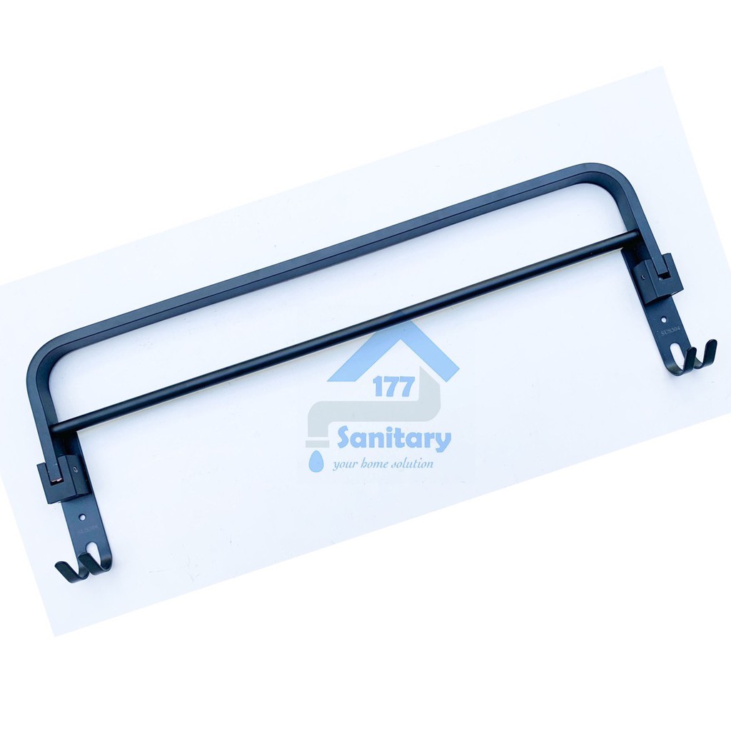 Rak Handuk HITAM Stainless 304 Lipat 2 Susun 30430- Gantungan handuk black towel rack holder stenlis /G29