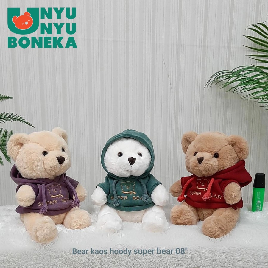 Boneka Teddy Bear Kaos Hoddy Size 8&quot;/21cm/hadiah/valentine/animal