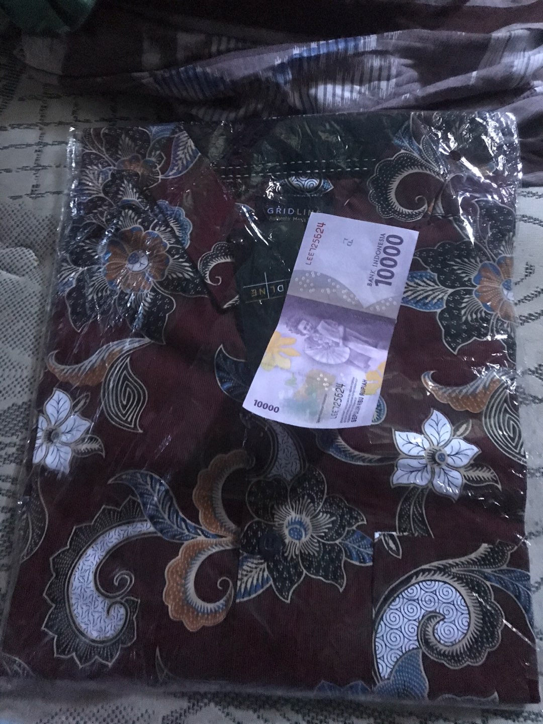 [gridline - S069 Maroon & Navy] Kemeja Batik Slimfit Pria Katun Lengan Pendek M-xxl