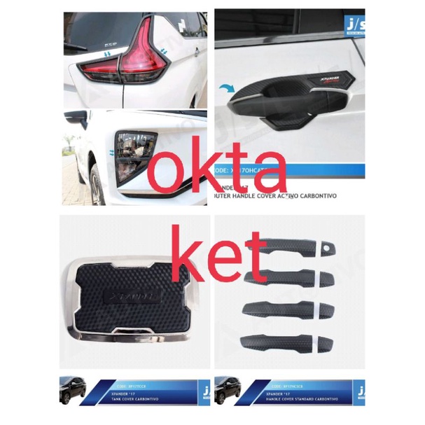 paket lengkap xpander garnish outer handle tank hitam chrome carbon jsl