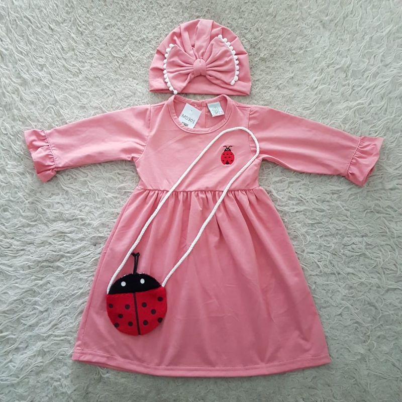 baju bayi Dress + Tas dan Turban