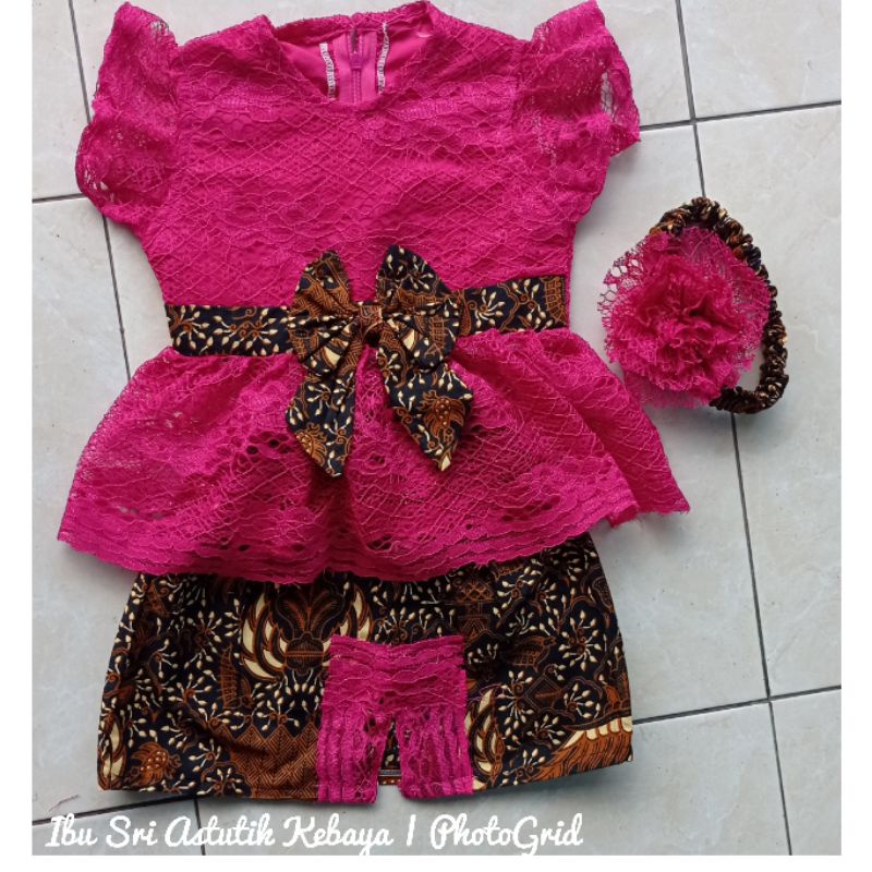 KEBAYA ANAK TUJUH BULANAN // KEBAYA BAYI LUCU MODEL ROK BELAH // WARNA PINK FANTA // SZ 6 BULAN - 4 