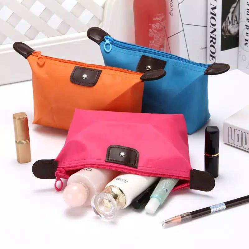 Tas Kosmetik Polos Mini Pouch Dompet Wadah Makeup Wanita Pouch Simple Kosmetik Makeup Import Murah