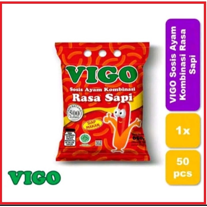 Asli Sosis Vigo sosis Ayam Kombinasi Rasa Sapi  1 pack isi 50 pcs bonus 1 pcs praktis tinggal Makan