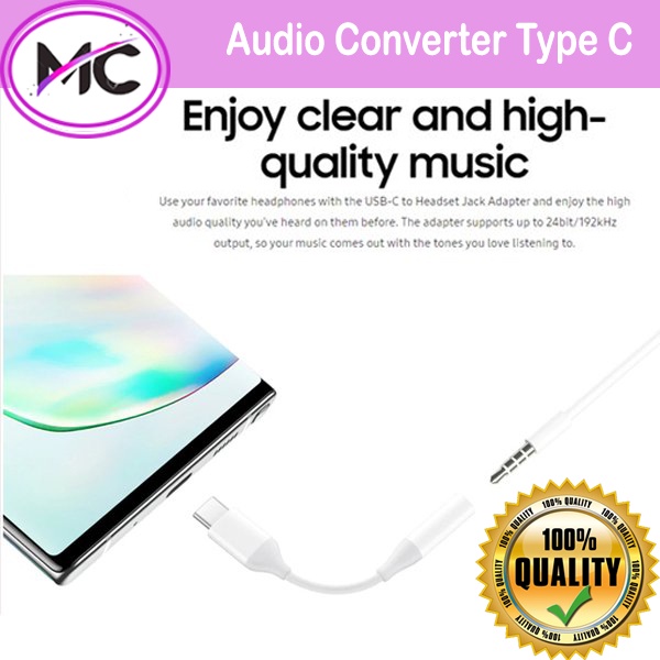 Converter Konektor Connector Type C USB To Jack 3,5mm Audio Hp Handphone Ke Headset Earphone Handsfree Adapter