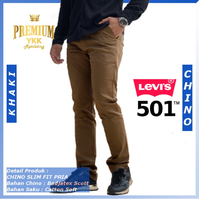 Celana Chinos Cream Jumbo Formal/Slimfit Cowok Kekinian 39-46 CH748  Chino Levis 501 | Panjang Str