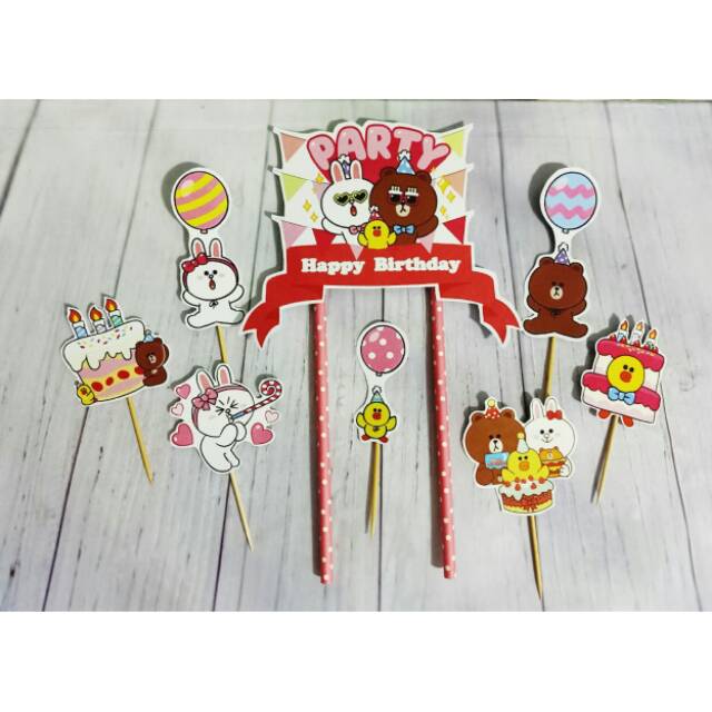 Topper Line Friend hiasan ultah topper kue dan topper puding