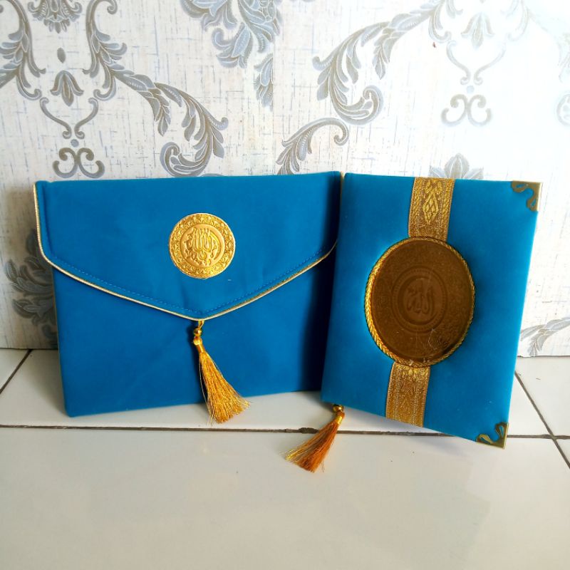 PAKET BUKU YASIN HARDCOVER SPON KOMBINASI PITA BORDIR & DOMPET POUCH BLUDRU