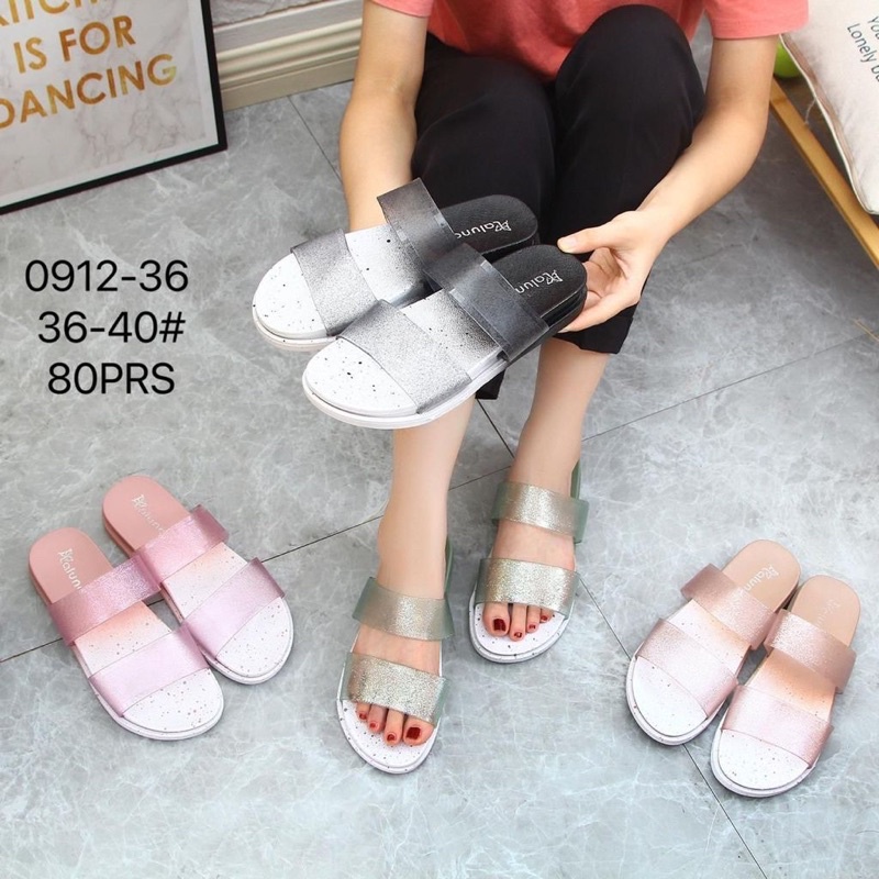 sandal terbaru wanita klom tali dua glitter 0912-36