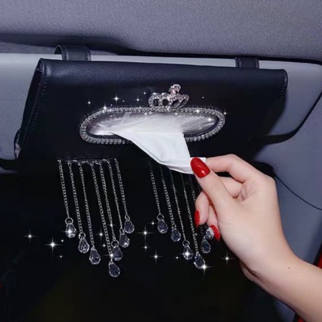 tempat tissue mobil kotak tissue mobil sunvisor mahkota KULIT MOTIF SILANG KOTAK TISSUE Tisu Jepit Sunvisor Slot Pintu atau Kantong Belakang Jok Mobil