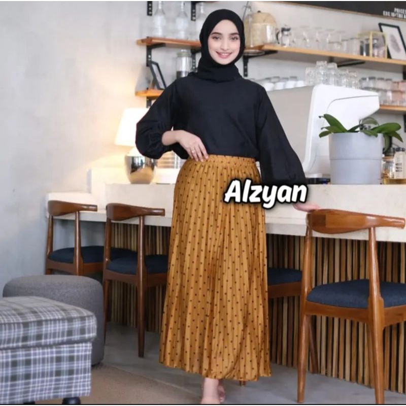 Rok Plisket Polkadot Dewasa Rok Plisket Murah