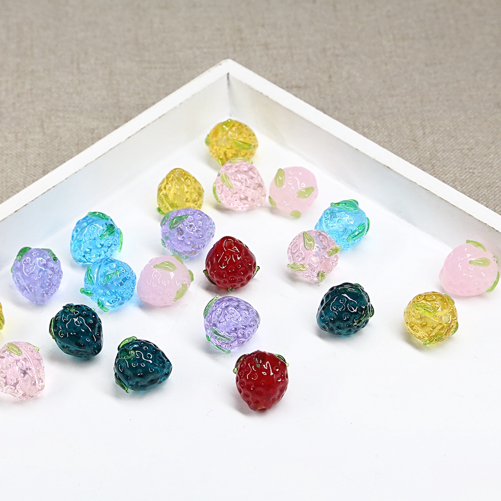 1 pcs 15X13 Mm Strawberry Berwarna Glasir Manik-manik Kristal AB Multicolor Spacer Manik-manik Kaca untuk Membuat Perhiasan DIY Buatan Tangan Gelang