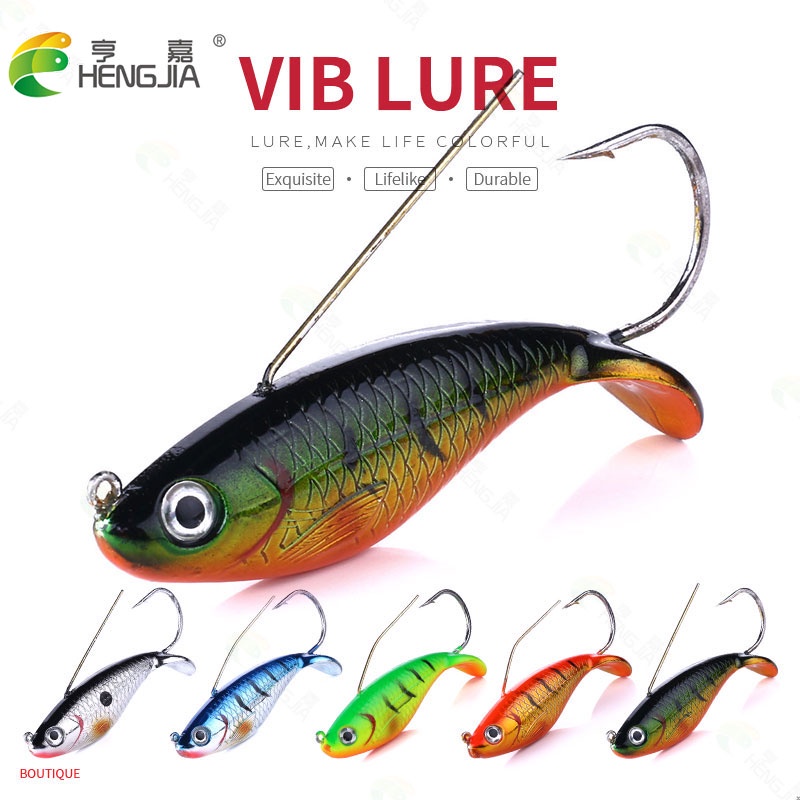 Hengjia 5pcs / Lot Umpan Pancing Tiruan Bentuk Ikan Vib 8.5cm / 21g Dengan Kail Tunggal