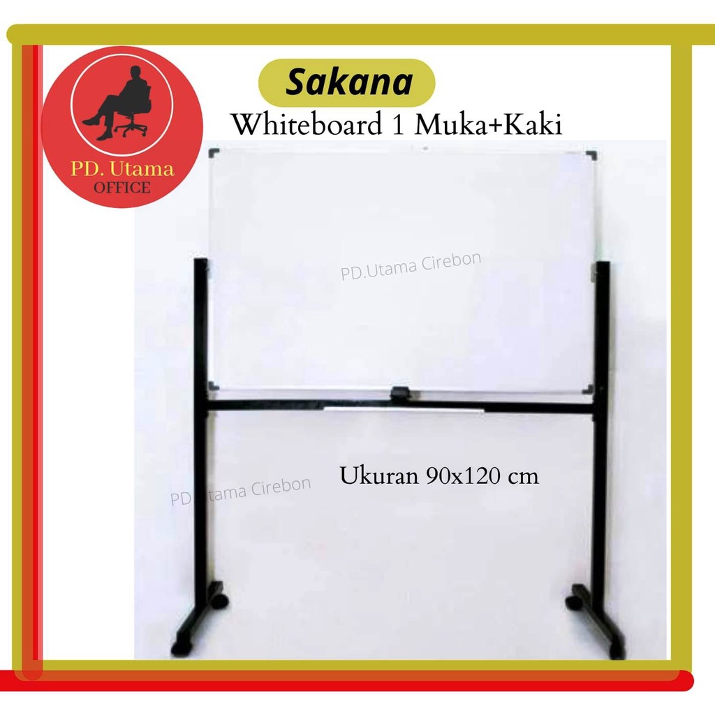 

Whiteboard Sakana 90x120 (1 Muka+Kaki) Papan Tulis Sekolah/Kantor