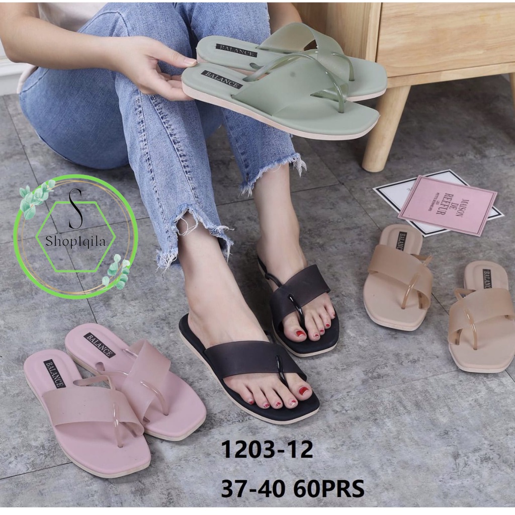 Sendal Jepit Jempol Wanita jelly import  Terbaru Balance 1203-12 size 37-40