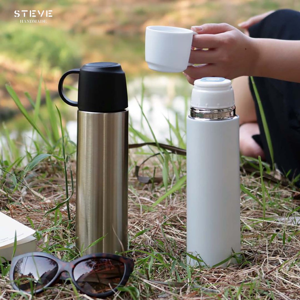 Botol minum stainless termos vacuum tumbler travel mug  TM0667 White