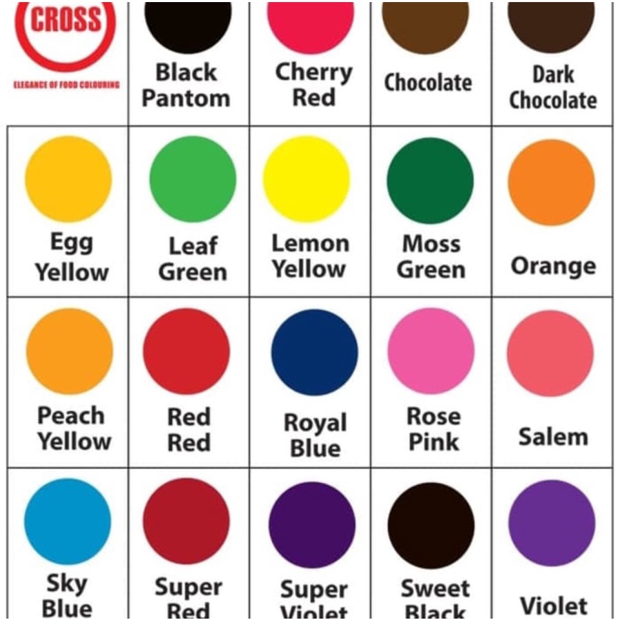 CROSS Food Coloring Set (18 warna 20ml) Pewarna Makanan Oil Based Cair