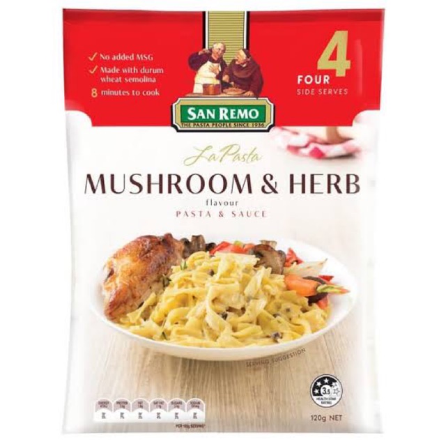 

SAN REMO LA PASTA MUSHROOM & HERB PASTA DAN SAUS 120G