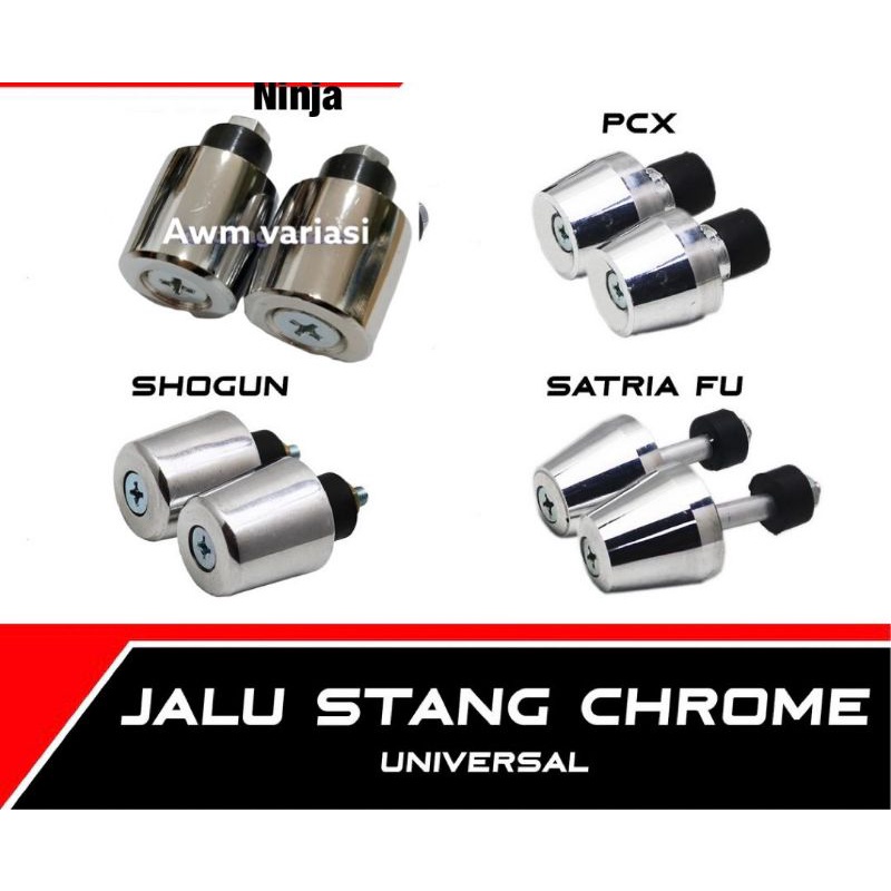 Jalu Stang Chrome PCX-Ninja-Satria FU-Shogun Motor Matic-Bebek-Sport Universal Bandul Tutup Ujung Setang Beat-FI-F1-Street-eSP &amp; Vario 150-125 LED