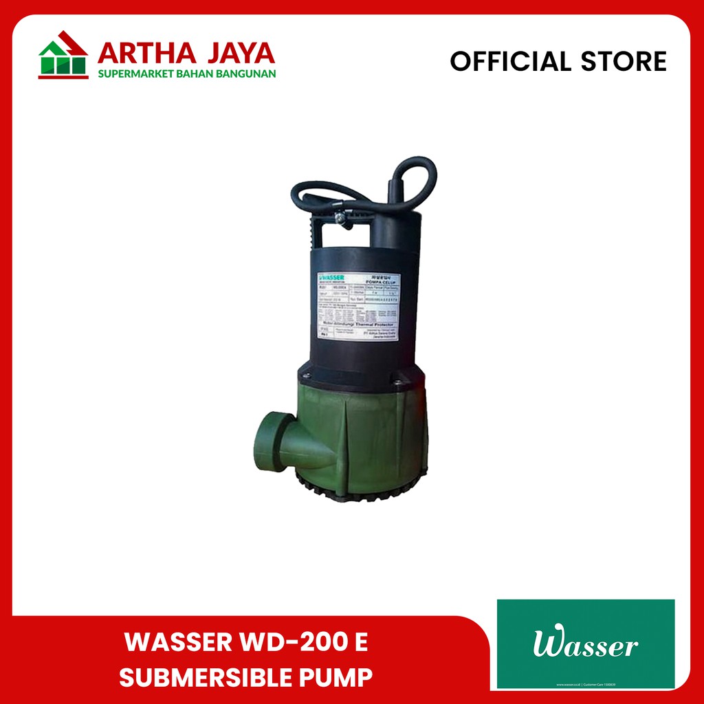 Wasser WD 200 E Submersible Pump/ Pompa Celup Air Bersih Non Auto WD 200 E