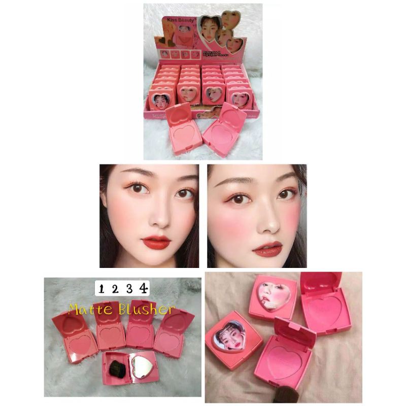 (SALE) KISS BEAUTY MATTE BLUSH ON WAJAH BLUSHON LOVE POWDER