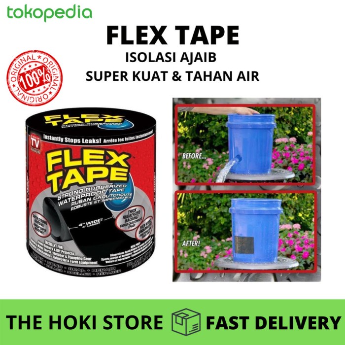

Mudah Flex Tape 4" X 1,5M Isolasi Ajaib Lakban Super Kuat Waterproof - Hitam Hot Sale