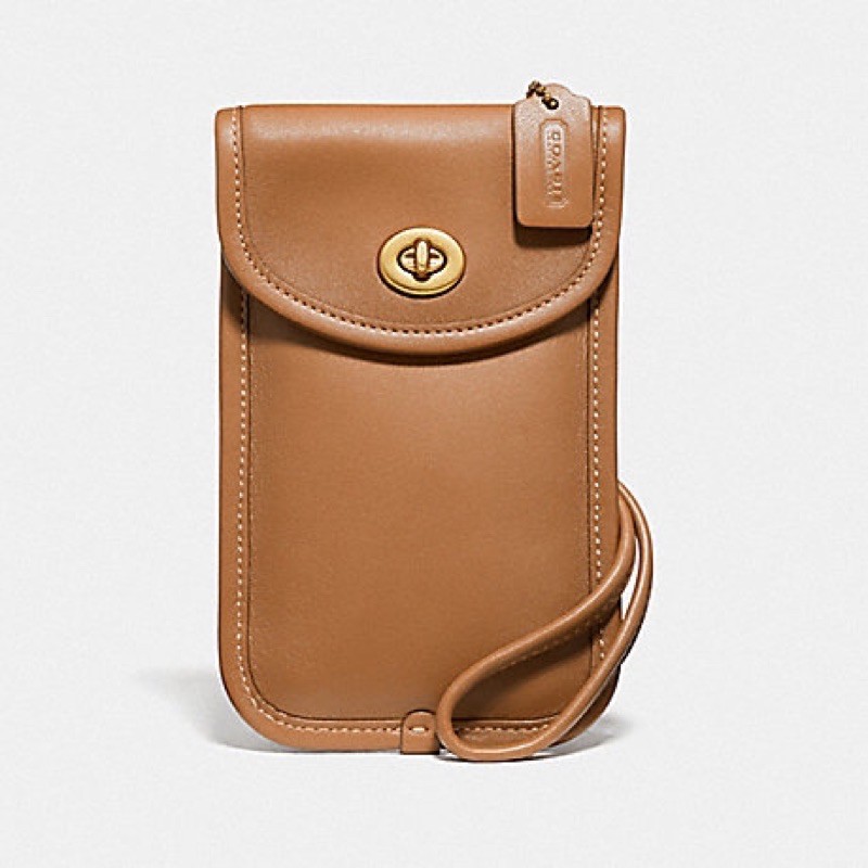 COACH FLAT TURNLOCK LIGHT SADDLE PHONE CROSSBODY