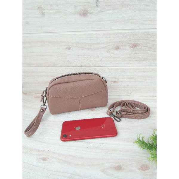 dompet hp dompet WANITA papirut kulit jeruk tebal dompet serbaguna tali panjang yazzy dompet 2 tali