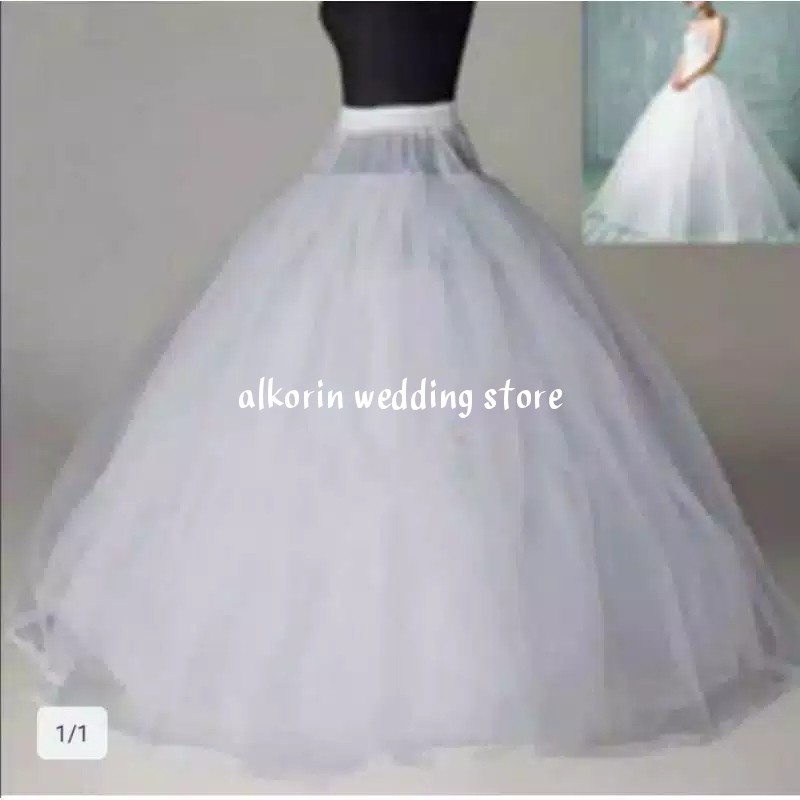 PLAT GRADE A Petticoat kawat gaun RING 4 jala Gaun Pengantin Pesta Wisuda Ujian Praktek KAWAT GAUNPetticoat Wedding dress/ Pertikut Pengembang Gaun Pengantin  (4 Ring 2 Layer)l Rok Dalaman Gaun Pengantin  murah