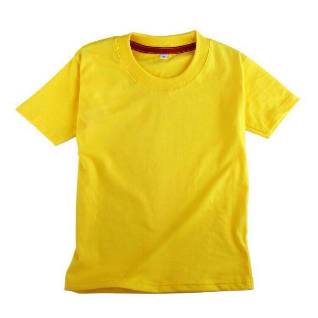 BAJU ATASAN ANAK KAOS POLOS USIA 1-12 TAHUN UNISEX CEWEK COWOK KUNING LENGAN PENDEK COTON COMBED 24s