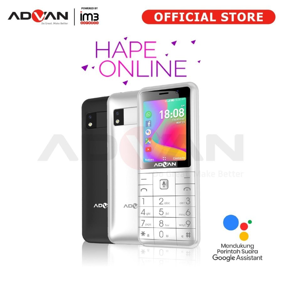 Advan Smart Feature Phone KaiOS 2.4 Inci Indosat Garansi Resmi (Hitam)