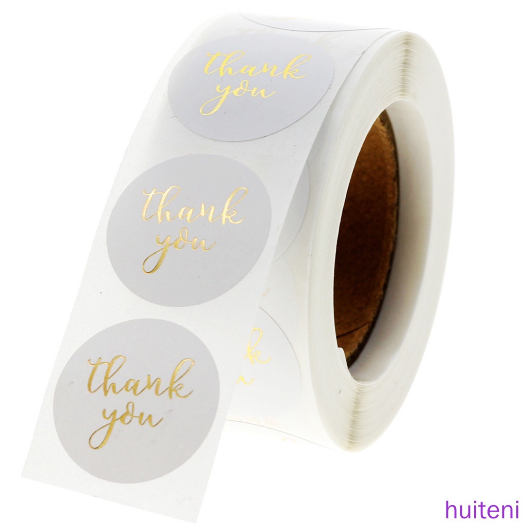 500 Pcs / Roll Stiker Label Bulat Motif Thank You Untuk Dekorasi Kue