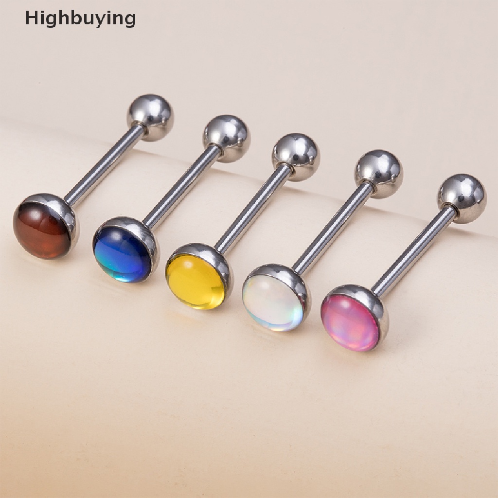 Hbid 5PCS Anting Tindik Lidah / Tubuh 14G Bentuk Barbel Bahan Stainless Steel Gaya Punk Untuk Wanita Glory