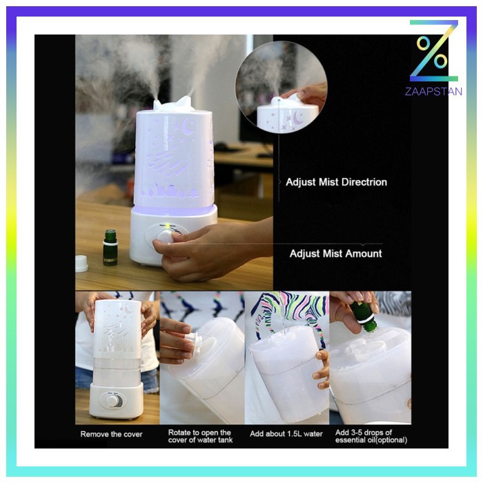 Taffware Aroma Therapy Air Humidifier 7 Color Light 1500ml - HUMI H6 -