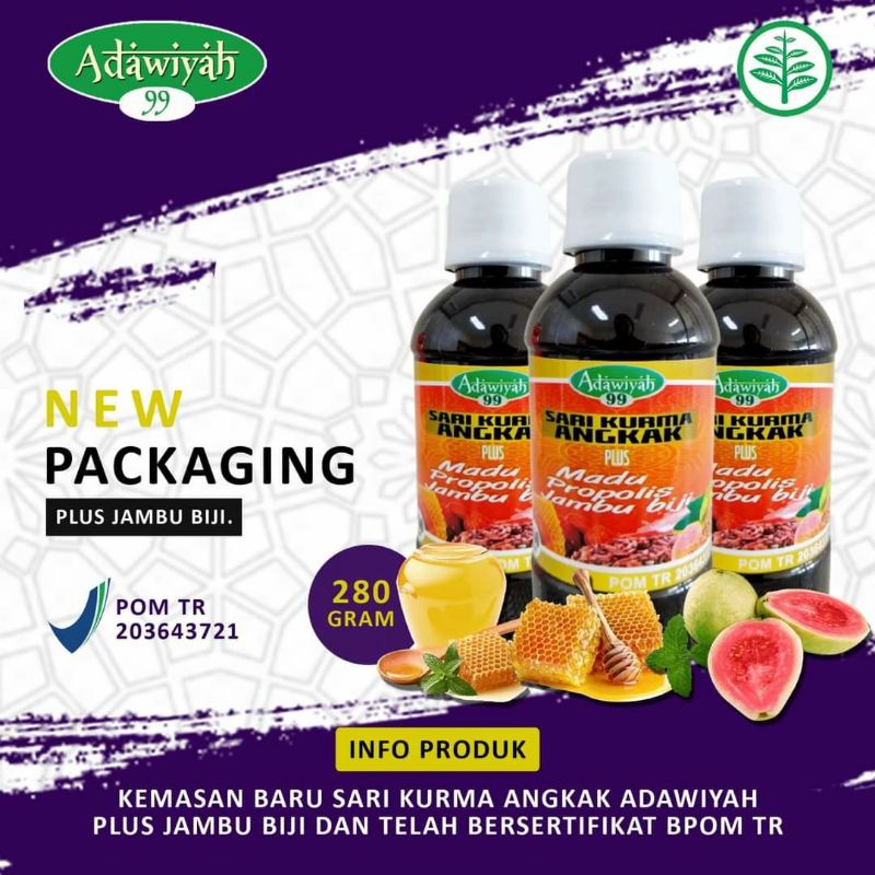 Sari Kurma Madu Angkak Adawiyah Plus Propolis Jambu Biji Daun Ubi | Asli Original