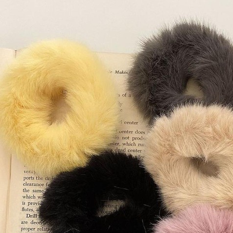 MURMURE.ID | IKAT RAMBUT BULU JUMBO LEMBUT KARET CEPOL WANITA RASFUR ALA KOREA HA065-JUMBO YELLOW