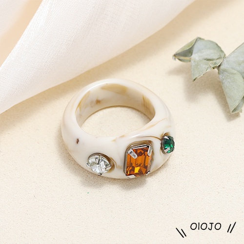 Set Cincin Berlian Akrilik Bentuk Buah Warna-Warni Gaya Korea Untuk Wanita - Ol