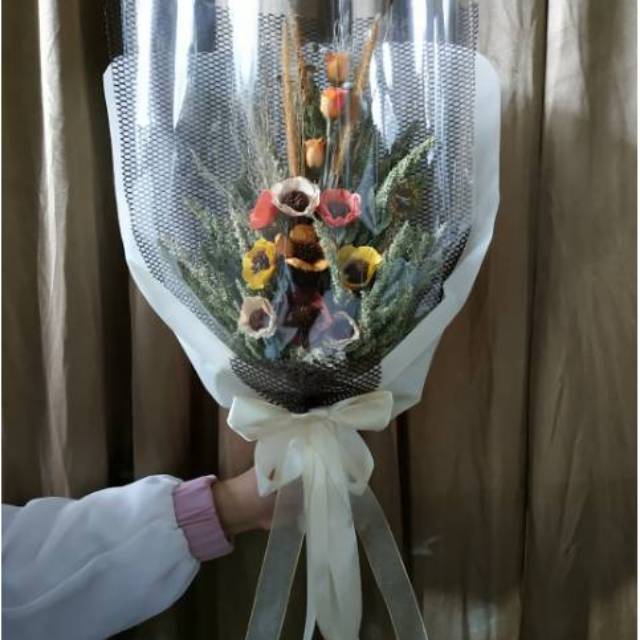 KEMAPAN Bouquet bunga kering | bucket bunga kering bandung | bouquet bunga kering murah bandung