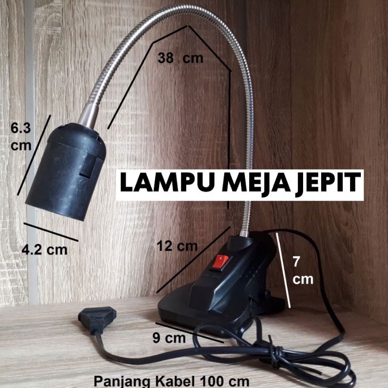 JIAMEI Lampu Meja Belajar Jepit Minimalis Hitam Sorot E27