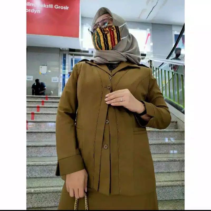 Seragam Dinas Pemda Wanita Setelan Rok A Model Rompi Setelan PemdaTua Wanita Rok Lebar Baju Dinas Wa