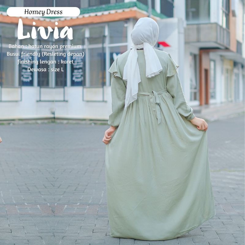 Gamis Dewasa Polos Homey Dress Livia Jumbo Bahan Katun Rayon Premium