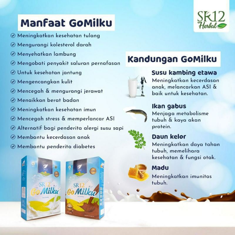 

BEST SELLER!! SUSU KAMBING ETAWA GOMILKU SR12 BISA DIKONSUMSI DARI BAYI USIA 6 BULAN - LANSIA