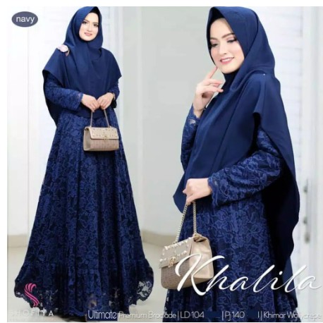 Gamis Syar'i Kalila hijab Syari Brukat Wolfis Muslimah Gamis Syar'i asdf