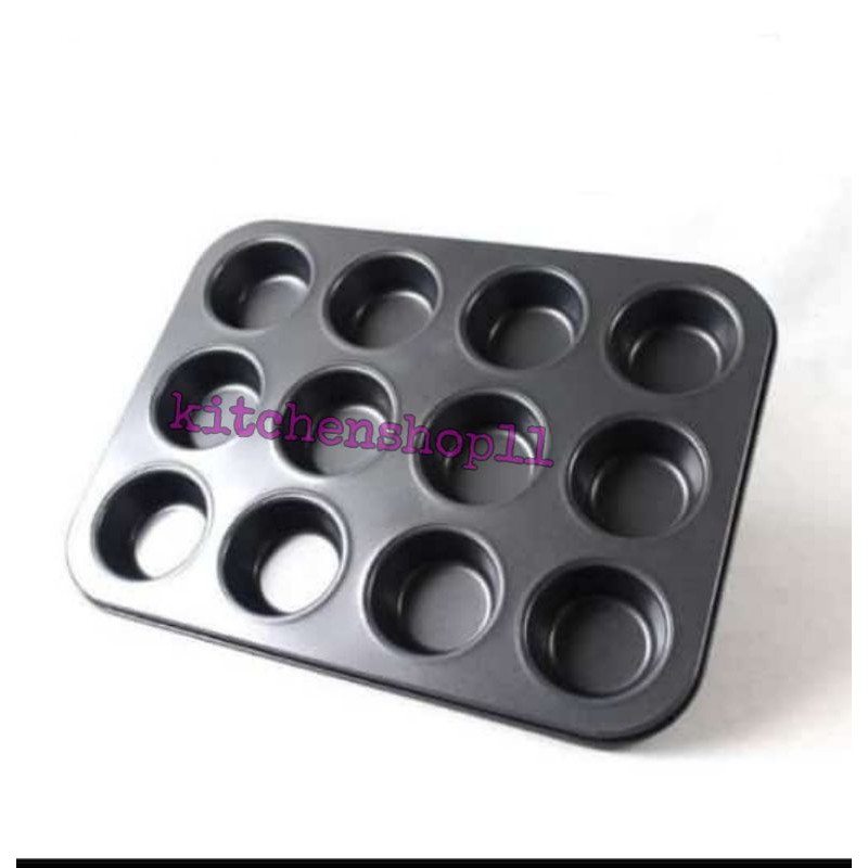 cetakan kue muffin cup cake / loyang kue muffin cup cake 12 lubang teflon anti lengket non stick