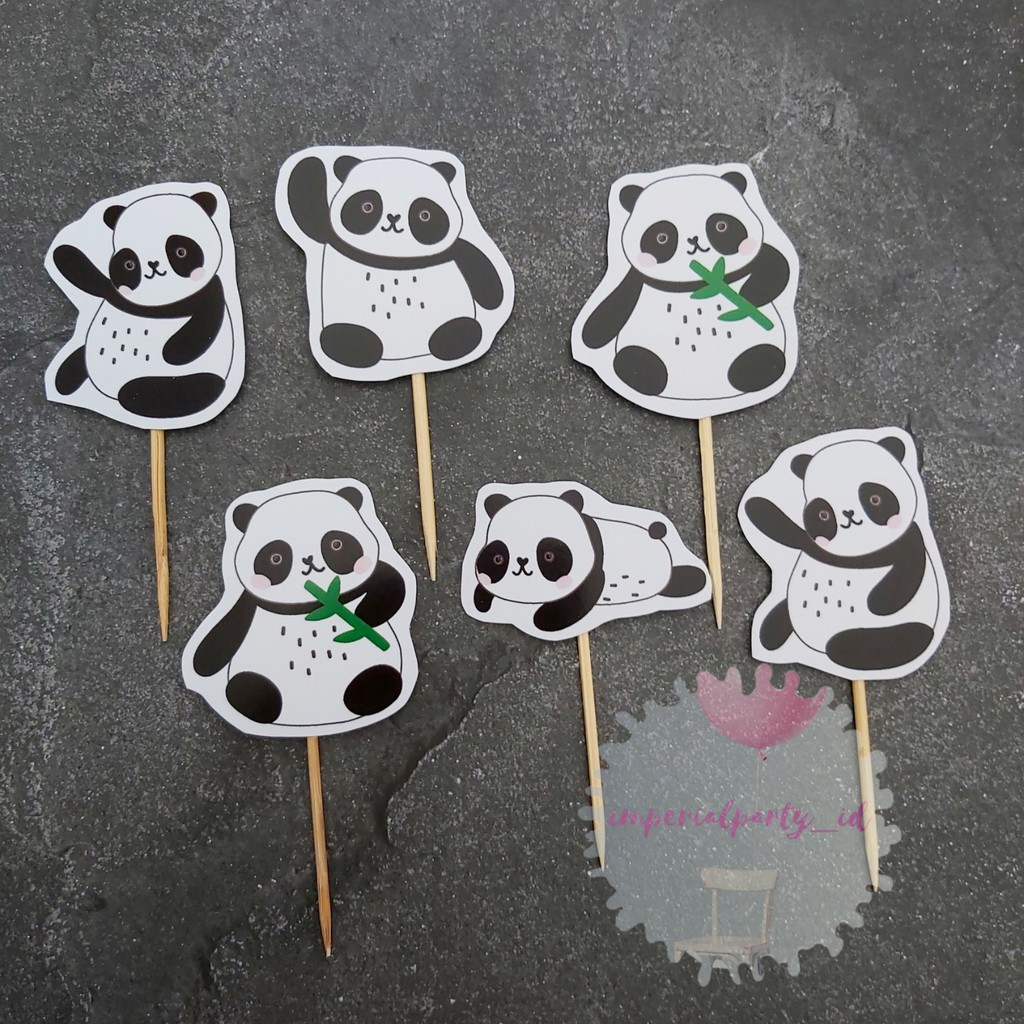 Cake Cupcake Topper Tusukan Kue Happy Birthday Panda